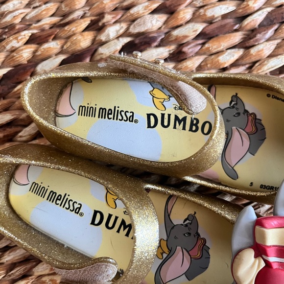 Mini Melissa Disney dumbo gold shimmer Mary Jane red bow 10 - Picture 2 of 7